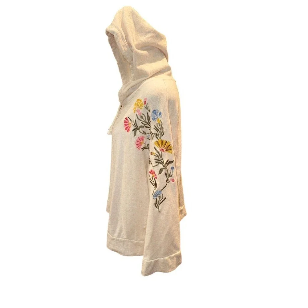 Style & Co Hoodie Sweatshirt Womens Large Ivory Floral